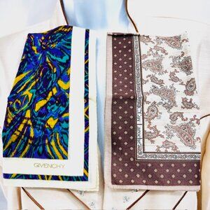 New GIVENCHY & Guy Laroche  Handkerchief Cotton 18 Blue Green Brown Floral (94)